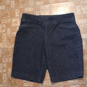 Women's Black Denim Stretch Bermuda Shorts Croft & Barrow Size 10p